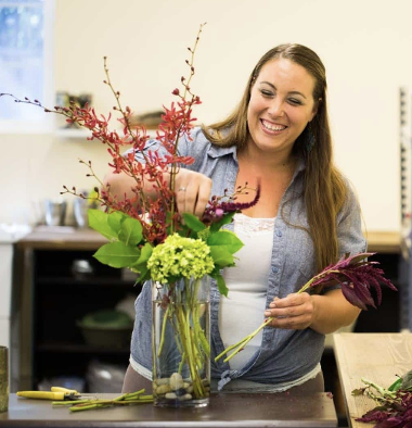 Erica Veronica Ramey, founder of EV Floral Design, in her Napa Valley studio